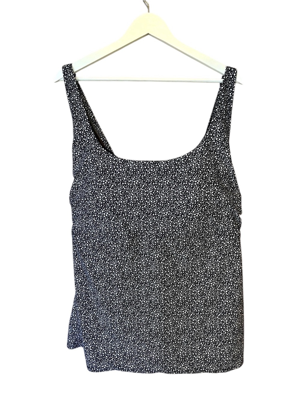 New Shade & Shore Women’s Tankini Top Black White dots Size 3X NWT
